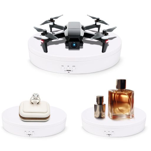 ターンテーブル360度電動回転台 方向角度調整可能 高速低速切替え フィギュア撮影用 ケーキ展示用 195mm直径 荷重約5…