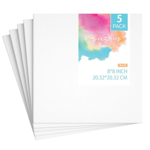 【サイズ】203x203mm、【個数】:5個/セット。弊店は127x177mm 5/8枚、203x254mm 5/8枚、228x304mm 5/8枚、279x356mm 5/8枚、304x406mm 3/6枚、20枚(4サイズセット)もお取り扱っておりますので、用途に合わせてお買い求めください。 【優れる綿化繊混紡】素材は綿・化繊の高品質素材を素材を採用しております、麻張キャンバスに比べ目が均一できれいです。キャンバスは中目、油彩・アクリル兼用、さまざまな絵具に対する吸収性にすぐれ、引き裂きにくく、塗料が漏れ防止可能。亜麻に比べ繊細な綿は、滑らかな画面をつくり、細密描写に適しています。アクリル絵具・油絵の具を使って本格的な絵の世界を表現出来る! 【高品質中密度繊維板】再生紙の代わりに作成し、強度が高く、丈夫で反り返りや引き裂かれにくく、絵が長く保存できます。保護フィルムで丁寧に包まれており、張りキャンパスをしっかり保護しています。 【持ち運ぶにも便利】素材は中密度繊維板を採用しており、薄くて軽いため、携帯性や収納性が優れ、簡単に入手でき、外出先でスケッチ、景色の絵描きなときにお進めます。