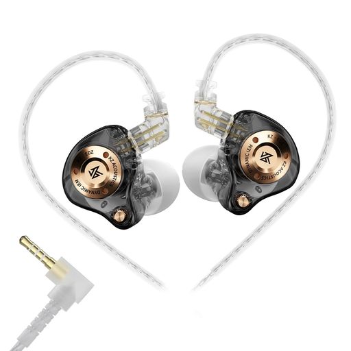 KZ EDZ イヤホン 有線 カナル型 HiFi ハイレゾ イヤフォン 着け心地快適 小型·軽量 遮音 遅延なし 絡み防止 ゲーミングイヤホン 2pin リケーブル 3.5mm対応 音楽 ゲーム 通勤 ランニング 用 (黒…