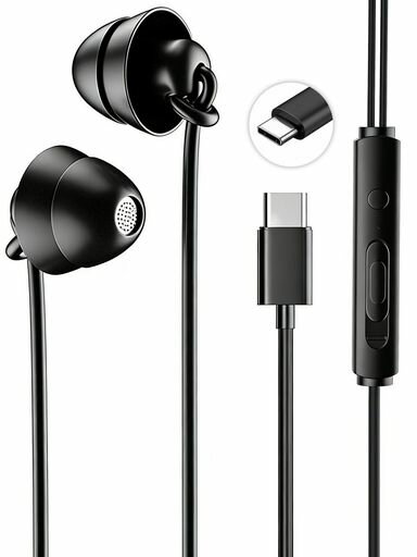 ZHLIFONA【寝ながら使用 OK】 寝ホン 睡眠用有線イヤホン Type-C iPhone15/16/17 対応 超軽量超快適 側睡圧迫感なし ノイズ遮断 マイク内蔵 通勤勉強安眠兼用 Android/iPad 対応(S20ブラック)