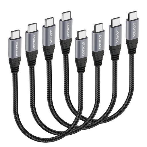 aceyoon USB C ケーブル 短い 20cm 4本 最大100W Type-C 急速充電コード