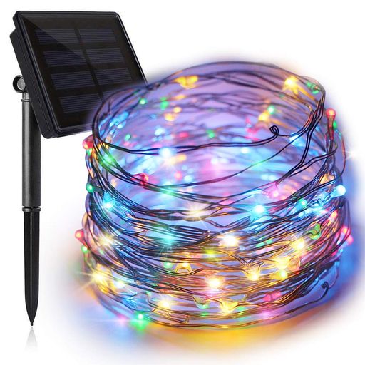 【ソーラー充電式&amp;環境に優しい】電池不要!昼間に太陽光で充電され、ソーラーエネを吸収し、夜になると自動点灯します。満充電状態で、最大8時間光り続けます(満充電時間:8~10時間) 【100電球色LED&amp;10メートル銅線】100個高品質なLED電球を採用して、耐用期限は白熱灯よりもっと長いです!約10メートルの折り曲げ可能なワイヤーによって、好きな形を手軽に作りできます。屋外のストリングライトは、星空のような照明効果を提供してくれ、雰囲気も暖かくになります。 【8つの点灯モード】ソーラーパネル背部の「MODE」ボタンを押すと、8つの点灯モードから好きな一つを選択できます。全点灯、波の変化、点滅 、呼吸灯、走馬灯などの点灯モードが付き、雰囲気に合うモードをお好きに選んでください。 【色んな場所に大活躍】 クリスマスに向けだけではなく、家装飾や花、花輪、庭、壁、舞台、ホテル、バー、学校、結婚式、告白、ホームパーティー、ショッピングモールなどの装飾としても適切です。