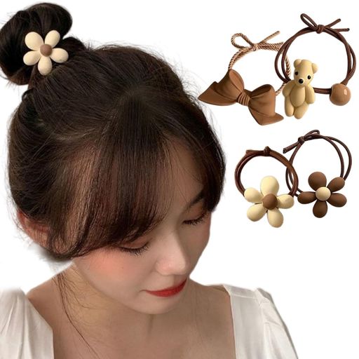 Solaweave 髪飾り 高弾力 ヘアゴム ヘアアクセサリー レディース ブラウン系 セット|髪ゴム シュシュ リボン 花 くま ポニーテール お団子| 映え 大人可愛い おしゃれ|日常・デート・結婚式… sugarlight-10252440 シュガーライトSTORE パッケージ画像