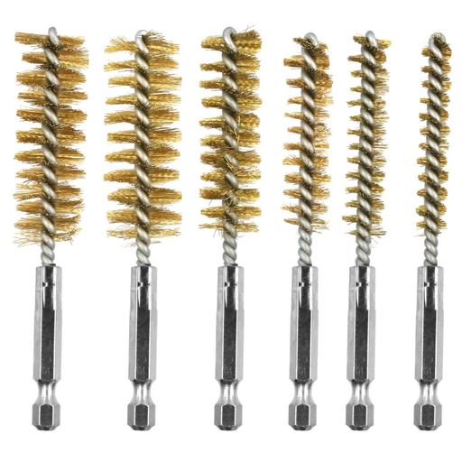 【6サイズの選択】直径8mm、10mm、12mm、15mm、17mm、19mmの6種類のステンレススチール製内穴ブラシがセットになっており、あらゆるニーズに対応します。 【簡単な取り付け】1/4インチの六角ハンドルを備え、ドリルやダイグラインダーに簡単に取り付けて使用できます。狭い場所のクリーニングもスムーズに行えます。 【高品質な素材】真鍮製のブラシと耐久性のあるスパイラルワイヤーにより、細かい部分の汚れやサビを効果的に取り除けます。 【耐久性と効率性】高耐摩耗性と耐食性に優れ、硬い汚れも簡単に取り除け、作業効率が向上します。 【多用途対応】パイプ、シリンダー、金属表面のクリーニング、バリ取りに適しており、車、ガレージ、製造業など幅広い分野で活用できます。