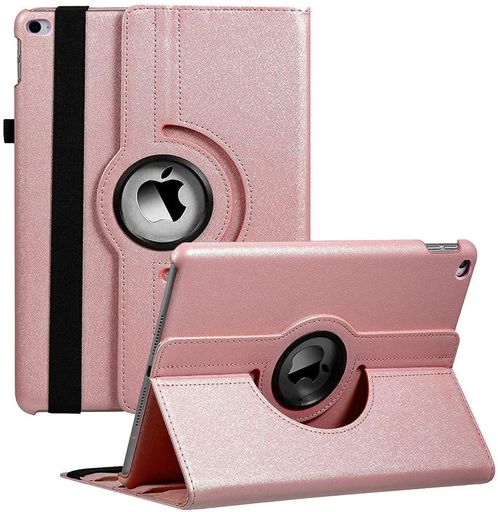 iPad ケース 9.7インチ 2018/2017 (第5世代 第6世代)iPad Air Air 2 カバー 360度回転式 手帳型タブレットケース オートスリープ機能 3段階調節可能 固定バンド 脱落防止 耐衝撃 耐久性 (ローズゴール…の商品画像