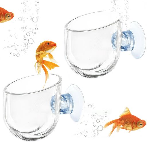 Coollooda 餌やり器 2個 水槽用フィーダーカップ【吸盤付き・強い粘着力】水槽フィーダー 透明アクリル製 小型 簡単操作 餌拡散防止 赤ワーム メダカ 金魚 熱帯魚 エビ 魚タンク 水族館 水…
