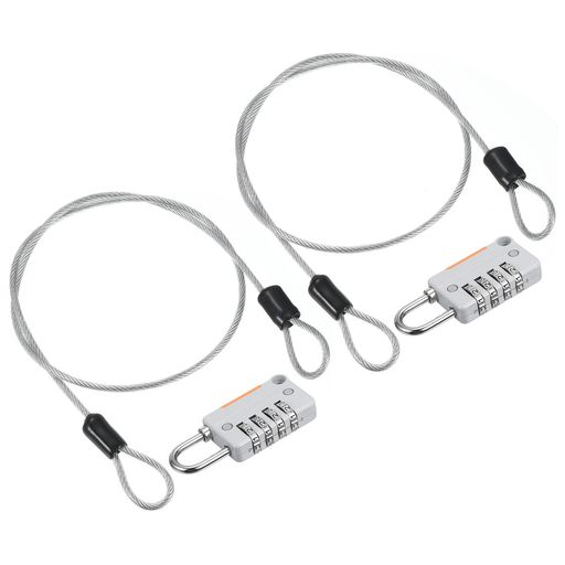 スチールケーブルサイズ:0.5m x 2.5mm / 1.64フィート x 0.1"(長さx直径);組み合わせ南京錠の高さ:70mm / 2.76";シャックルの厚さ:3.8mm / 0.15" 利点:南京錠は亜鉛合金素材で作られており、耐候性があり、錆びにくく、防水、耐切削性があり、長期使用後も色あせしにくいです。強力なプラスチックコーティングされたスチールケーブルは、錆や傷に耐えることができます。4桁の組み合わせロックは、パスワードホイールがスムーズでロックされない特徴があります。10,000組のパスワードから選択でき、高いセキュリティと強力な防犯性能を提供します。キーレスデザインで、小型で軽量、持ち運びに便利です。 使用方法:初期パスワードは0000です。独自の組み合わせを設定する手順:1. シャックルを引き上げてロックを開けます。2. シャックルを90°反時計回りに回転させ、完全に押し下げます。押し下げたままさらに90°反時計回りに回します。3. ダイヤルを回して独自の組み合わせを設定します。4. シャックルを通常通りに戻します。設定が完了します。