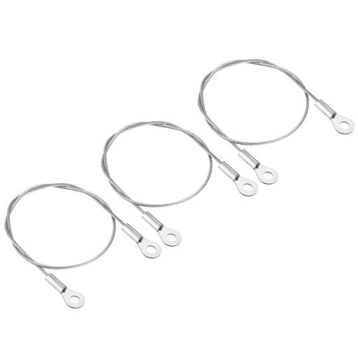 PATIKIL 3本 セキュリティワイヤー 30cmx1.5mm リング付き ワイヤーロープ ステンレスロープ 吊り下げ 防犯 荷物ロック 盗難防止 シルバー