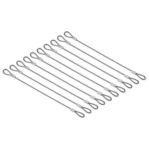 [仕様]製品名:ステンレスワイヤー。サイズ:20cmx2mm(長さx直径)。カラー:シルバー。セット:セキュリティワイヤーx10本 。 [素材]ステンレス。ワイヤーロープは防錆性、耐久性に優れています。長くご利用いただけます。 [デザイン]セキュリティケーブルはダブルループ付き、工具不要で素早く簡単に使用できます。両サイドループ形状で各種ロックと合わせて使用できます。 [利点]ワイヤーロープは軽量で扱いやすくてコンパクトに収納可能です。 [様々なシーンで]オートバイ、自転車、自動車、門扉・農機具、各種ロック製品の補助用として使用いただけます。