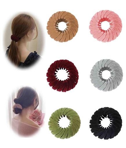 鳥の巣のヘアクリップ ヘアアクセサリー ベルベット お団子ヘアホルダー 女の子 レ...