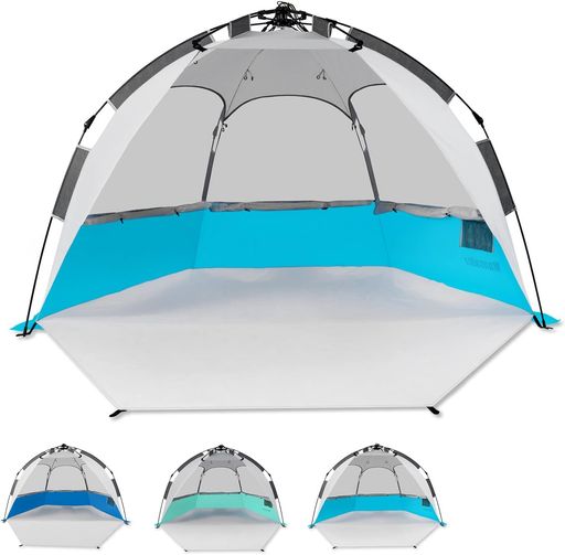 MANSADERテントワンタッチテントサンシェードテント5人~6人用3面メッシュ窓設計設営簡単99%uvカット加工日除けビーチ/キャンプ/海水浴/釣り/防災/花見/アウトドアに最適簡易日本語説明書付き