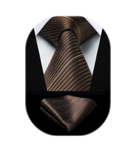 [HISDERN]ネクタイビジネスメンズブラウンネクタイチーフ人気セットストライプ柄おしゃれ卒業式就活プ..