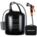 ポータブルキャンプシャワー、太陽熱黒PVCエアバッグ、5ガロン/20リットル充電式エアポンプ屋外電気キャンプシャワー、8スプレーモード、内蔵温度計、ビーチ、キャンプ、ハイキング