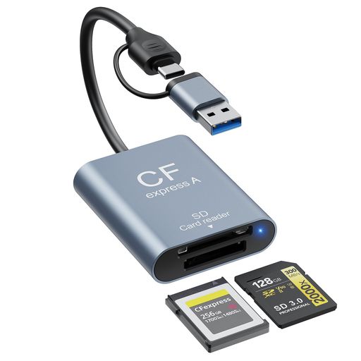 【CFexpress カード用の 10 Gbps超高速データ転送】USB 3.1 Gen2テクノロジーを搭載したこのCFカードリーダーは、最大10Gbpsの超高速データ転送速度を保証します。JPEG、RAWなどの標準的な写真形式、H.264やMPEG-4などのSDおよびHDビデオ形式の高速転送をサポートします。4Kや8Kなどの高品質の画像やビデオを高速かつ安定して転送します。長い待ち時間に別れを告げ、大きなファイルを転送する際の迅速かつ効率的なワークフローをお楽しみください。 【写真家のための最高のアシスタント】この2 in 1 cfexpress type a カードリーダとSDカードリーダーは、写真家にとって不可欠なツールであり、さまざまなメモリカードから写真やビデオをシームレスに転送およびアクセスできます。CFexpress Type AカードとSDカードをサポートしているため、カメラ、ラップトップ、スマートフォンなど、幅広いデバイスに対応しています。 【プラグアンドプレイ】追加のドライバーやソフトウェアのインストールは不要です。