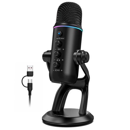 ZealSound USBマイク コンデンサーマイク ノイズ低減 PC・Mac・USB-Cスマホ対応 ポッドキャスト 録音 ライブ配信 ゲーム実況