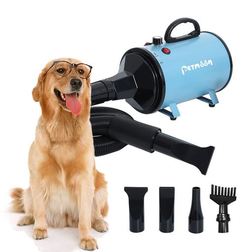 Petmoonペットドライヤーペットヘアードライヤーブロワー無段階速度制御送風機4つのノズル付き家庭用風..