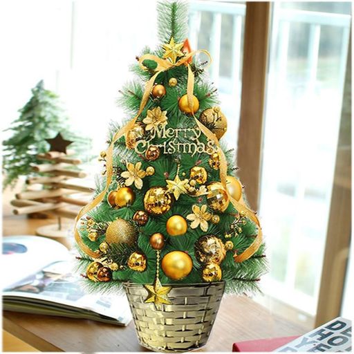 クリスマスツリー卓上LEDライト付きクリスマスツリーミニ60cm飾りクリスマスオーナメントイルミネーションミニサイズおしゃれ部屋商店プレゼント(ゴールド)