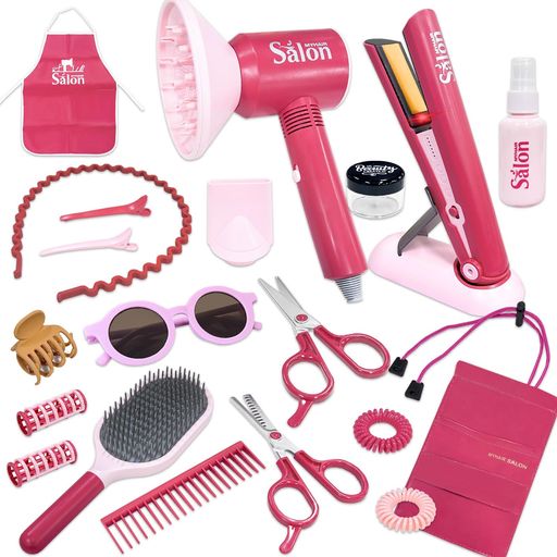 VBACALA おままごと 22点 美容師おもちゃ ヘアメイク ヘアサロン なりきり お店屋さんセット ドライヤー ヘアアイロン シザー くし メイク道具 美容師さん ごっこ遊び クリスマス プレゼン…