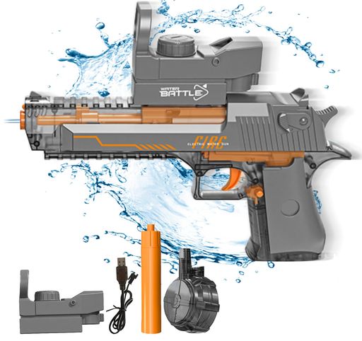 電動水鉄砲、子供と大人用の自動水鉄砲、デュアルモード電動水鉄砲、強力で大容量の500CC水鉄砲、最大範囲8メートル、夏のプールパーティー、ビーチ屋外おもちゃの水鉄砲に適しています (ブラック)