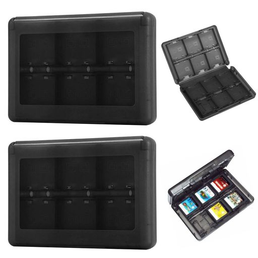 PAVIKE3DSソフトケース(2個入り)3DS/DSL用カードケース3DSカード収納ケース22枚収納可能持ち運びメモリーカードタッチペン携帯型ケース収納整理ケースブラック
