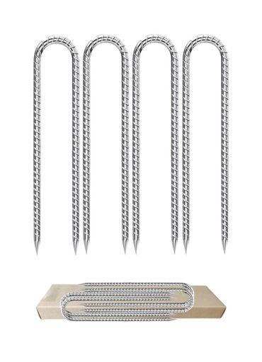 ロープ止め金具U型止めピン亜鉛メッキ太さ9mmx長さ30cm(4本入)テントペグキャンプサッカーゴールトラン..