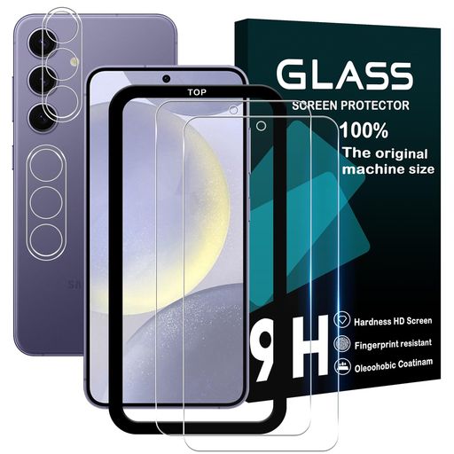 Rakuten - 対応GalaxyS245GSC-51Eガラスフィルムガイド枠付き【2+2枚セット国産旭硝子素材ガイド枠付き】galaxys24フィルム(2枚)+レンズ保護フィルム(2枚)ギャラクシーs24強化ガラスレンズ保護ケース
