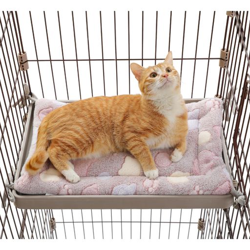 PAWZRoad猫ベッドペットベッドマットケージ用両面使用ズレ防止滑り落ち防止ハンモック四隅紐付き頑丈丈..