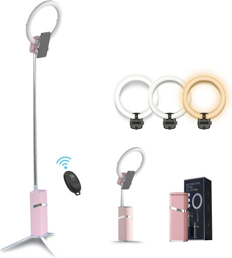 折りたたみ可能なリングライトスマホ用自撮りライトUN-TIN明るさ調節と色温度切替機能搭載写真撮影/音楽MV撮影/動画撮影/生放送/YouTube/tiktok/zoom/web会議/ライブ配信/美容化粧/テレワークな… 折りたたみ可能なリングライトスマホ用自撮りライトUN-TIN明るさ調節と色温度切替機能搭載写真撮影/音楽MV撮影/動画撮影/生放送/YouTube/tiktok/zoom/web会議/ライブ配信/美容化粧/テレワークな…