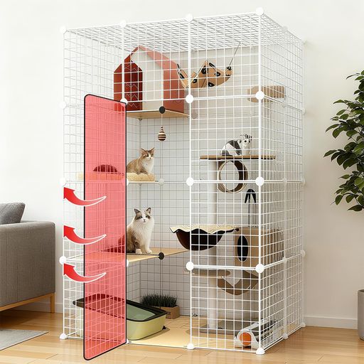 NODIBRO猫ケージ大型3列4段2排多頭飼いキャットケージ広い組立簡単自由室内飼いDIYコンビネーション脱..