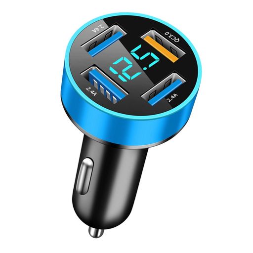 TEMEDO【66W/4ポート】シガーソケットusbシガーソケット電圧計車の電圧測定車usbしがーソケット4連耐用/軽量車充電器LEDデジタルディスプレー搭載急速充電12V・24V車対応車載充電器(ブルー)