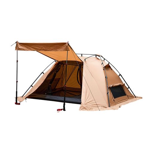 Rakuten - Mountainhikerワンタッチテント1-2人用自動フレーム簡単設営軽量コンパクト二重層テント3000mm耐水圧通気防風2ドアメッシュインナー防虫防災キャンプアウトドアソロ(茶色)