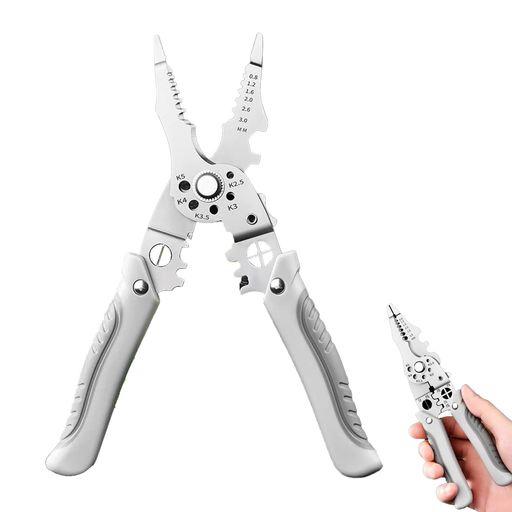 Rakuten - TokTechワイヤーストリッパーストリッププライヤー21-in-1多機能ケーブルストリッパー電工ペンチ206mm1-4mm用高炭素鋼素材バネ付ねじカッター付圧着機能付電工電線皮むき工具切断可能滑り止…