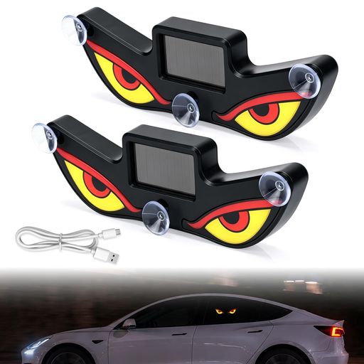 RACEAST デビルアイライト 車内 LED ムードライト カー用品 ソーラーとType c充電 吸盤取り付け 車の窓用 防水 高輝度 警告灯 夜間走行 視認性向上 装飾灯 自動車、トラック、およびバンに適…