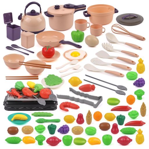 Funk Doggieおままごとセットキッチントイおもちゃ89点セットDIY 切れる食材調理器具お料理ごっこ遊び親子遊びクリスマス 誕生日プレゼント