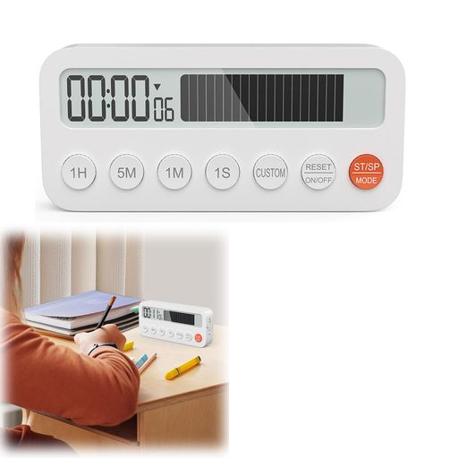 OptiPro タイマー 勉強 大画面 タイマー デジタル時計 カウントアップ機能 最大100時間カウントダウン 3段階の音量調整 カスタムモード 12/24時間デジタル時計 背面マグネット付き コンパク…