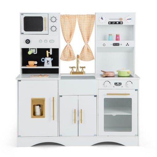 Giantex おままごと キッチン お料理ごっこ 調理器具付き キッチンプレイセット 氷が出る製氷機 コーヒーメーカー 電子レンジ コンロ 台所 ミニキッチン カフェ風 知育玩具 子供おもちゃ …