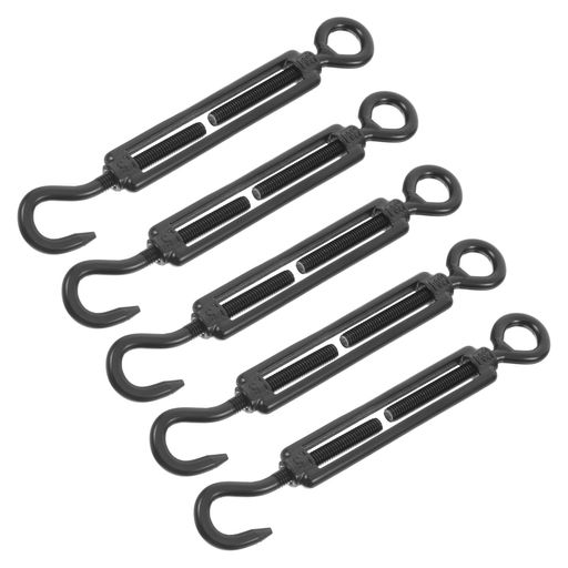 Healifty 5個入りステンレス製ターンバックル器 ブラックエレクトロフォレシス仕上げ ワイヤーロープテンショナー 電飾 シェードセイル・テント・ロープ張り具用 写真吊り下げ用 高耐久性