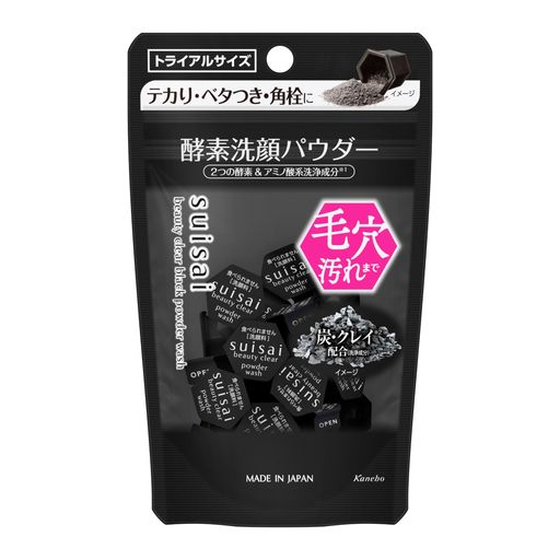 毛穴ケア、黒ずみ除去、角栓除去、皮脂除去、ニキビ予防、保湿 テカり・ベタつきが特に気になる方に。毛穴汚れ・過剰な皮脂まで吸着してからめとる酵素洗顔 ブラック。 原材料: 成分:タルク、ココイルイセチオン酸Na、ミリストイルグルタミン酸Na、オレフィン(C14-16)スルホン酸Na、ラウリン酸K、ラウロイルグルタミン酸Na、カラギーナン、メチコン、炭、イソステアリルアルコール、BHT、モロッコ溶岩クレイ、DPG、シルク、エチルグルコシド、乳酸、ヒアルロン酸Na、水酸化K、プロテアーゼ、リパーゼ、メチルパラベン、酸化鉄 ブラント名:suisai(スイサイ) メー