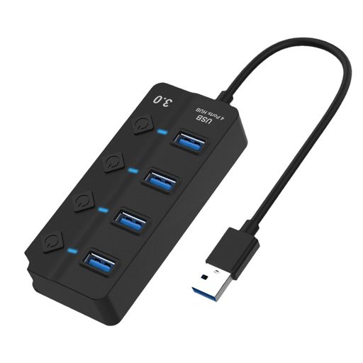 Akkerds usb3.0 USB2.0 ハブ ワンドラッグフォークリフト 4ポート HUB ノートブック PC高速エクスパンダ スタンドアロンスイッチ付き 旅行 リモートオフィス ブラック