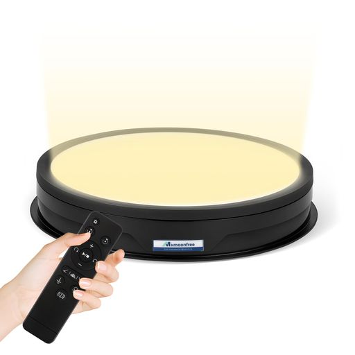 Mxmoonfree 電動回転台 50kg耐荷重 42cm ターンテーブル 全面LED 3色切替 5mリモコン 速度20s-60s 角度調整45/90/180 低騒音 110V対応 ディスプレイ・撮影・フィギュア展示用(黒)