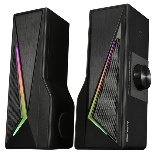 オーム電機AudioComm スピーカー 有線 USB接続 PCスピーカー イルミネーションつき 光る ゲーム用スピーカー ゲーミングUSB電源スピーカー ASP-U180Z 03-5027 OHM