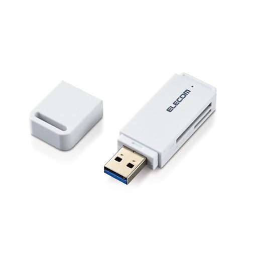 USB3.0に対応し、高速データ転送を実現するメモリカードリーダです。 USB3.0に対応したパソコンに接続した場合、デジカメからパソコンへ直接転送するより約9倍速くデータ転送可能です。 アダプタを使用せずに29種類のメディアを読み書き可能で、アダプタを使用すればさらに5種類のメディアを読み書きできます。 SDXCメモリーカードやSDHCメモリーカード、PRO HIGH SPEED SDメモリーカードなど高速版のメディアに対応しています。 携帯電話やスマートフォンの多くに採用されているmicroSDカードも、アダプタなしでそのまま挿し込み可能です。