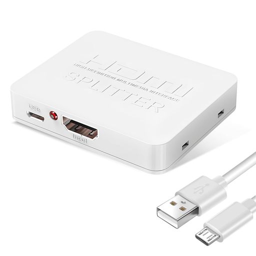 【HDMI分配器 1入力2出力】DVDプレイヤーやパソコン、ゲーム機などから出力されるHDMI信号を、ディスプレイやプロジェクターなどのHDMI対応機器2台に、高画質かつ高音質の状態で同時に分配出力できるHDMI分配器です。本製品を使用することで、映像と音声を遅延や損失のない形で、2画面に同時に表示することが可能です。注意:本製品は画面の複製出力のみを提供し、2つの異なる映像出力を同時に表示することはできません。 【4K高精細画質対応】本HDMI分配器は4K、3D映像、HDR、フルハイビジョンといった高画質映像にも対応しており、高品位な映像体験をお楽しみいただけます。対応解像度:480I、480P、576I、576P、720I、720P、1080P、4K@30HZ、3D、フルHD。映像は2画面同時表示にも対応し、音声もクリアに伝送されます。 【多機種対応】本HDMIスプリッターは、高品位な映像および音声信号を同時に送信することが可能です。