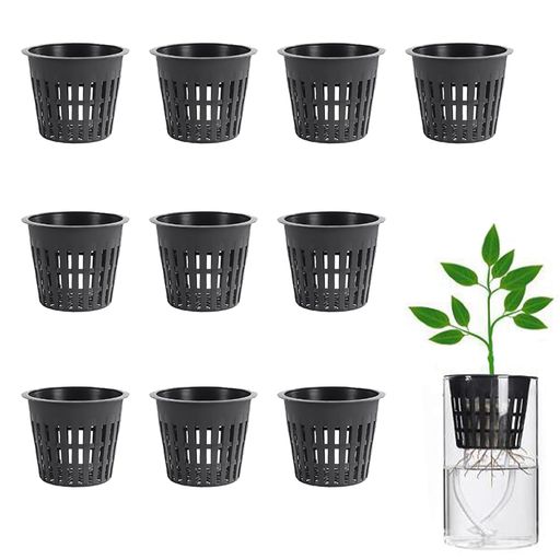 CHENLONB 水耕栽培鉢 給水栽培 定植かご プラスチック製 通気性あり ネット ポット 植物栽培 野菜栽培 水耕栽培 苗床 ガーデンニング 園芸 水耕栽培ポット 外径8.3cm 10個セット