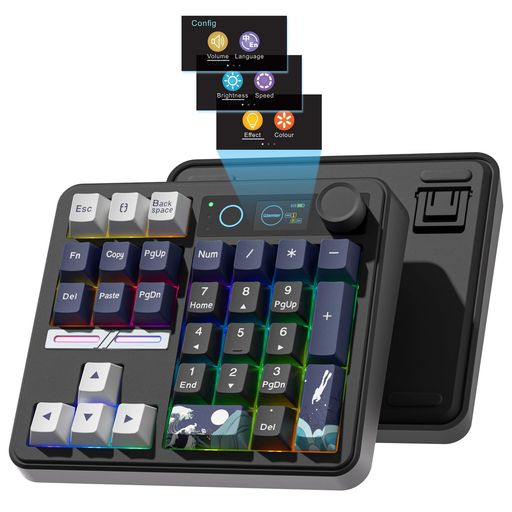 Womier SK30 テンキー メカニカル BT/2.4GHz/USB有線対応 画面とノブ付き ホットスワップ RGBバックライト ガスケット構造