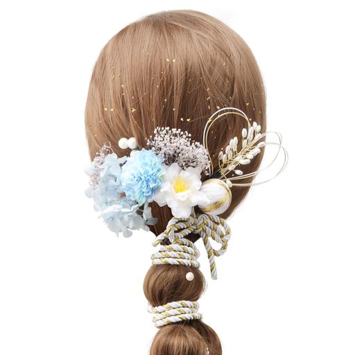 成人式 髪飾り ドライフラワー ヘアアクセサリー 水引 金箔 和装 振袖 袴 ヘッドド...
