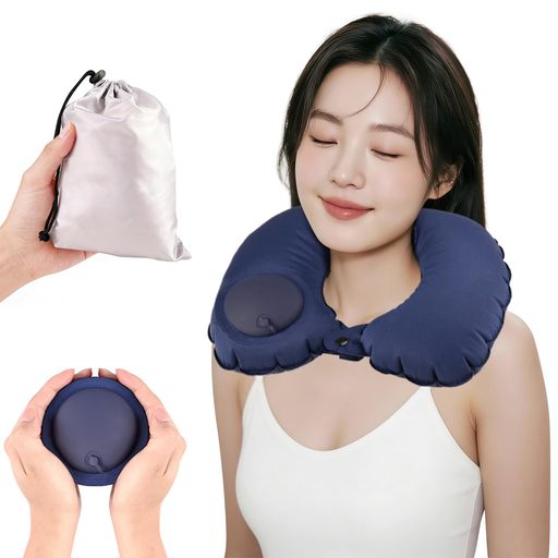 ネックピロー 飛行機 【超軽量 携帯枕 ヘッドレスト付き】首枕 U型 LILIYYA ポンプ...