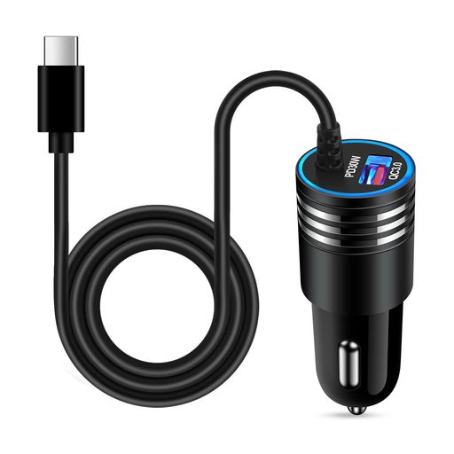 ANNIBERカーチャージャーUSBType-Cケーブル付き(1m)シガー充電器(PD+QC)2ポート48W急速充電USB増設タイプC一体型車載充電器(12V・24V車対応)車usbソケットタイプCケーブルシガーUSB車用