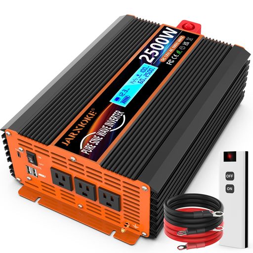 JARXIOKE 2500W Co[^[ 12V 100V g DC12V-AC100Vɕϊ ԍ ƒpd ACo̓RZg~3 USB|[g~2 TYPE-C~1 Rt zd nkd hЗ\i Ԓ D