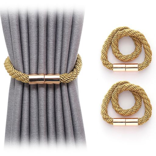 【2個セット】カーテンタッセルマグネットロープカーテンふさかけカーテンタッセルおしゃれカーテンホルダーカーテンとめ具カーテン留め飾りカーテンアクセサリーロープタッセル(ゴ…(2)